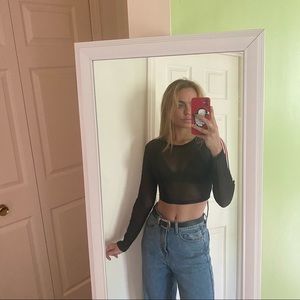 Small Mesh Windsor crop top w sleeve details